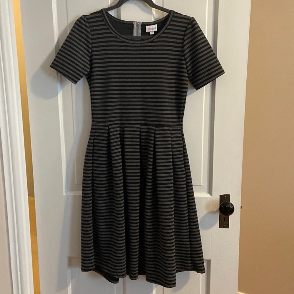 NWOT black & grey striped Amelia Dress